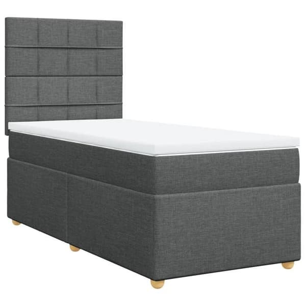 Maison Exclusive - Sängram med lameller och mörkgrå madrass 90x200 cm Tyg