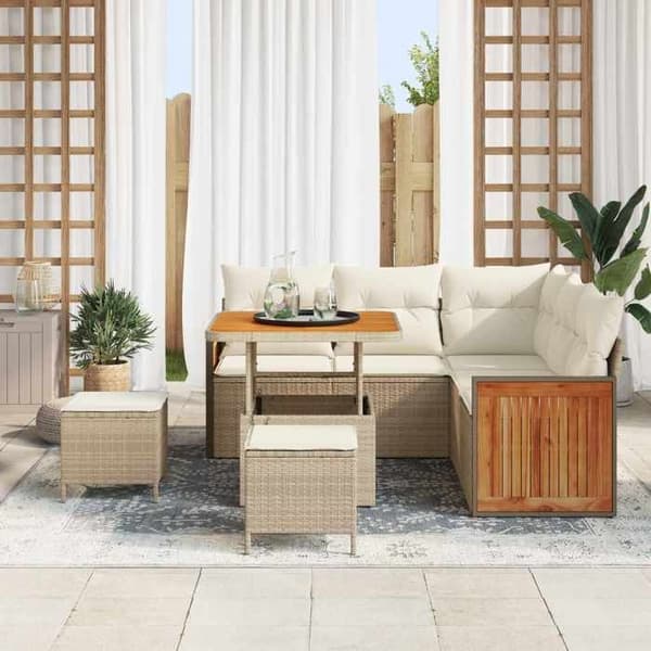 Maison Exclusive - 8 hengen puutarhakalustesarja 8 kpl beige ja kerma