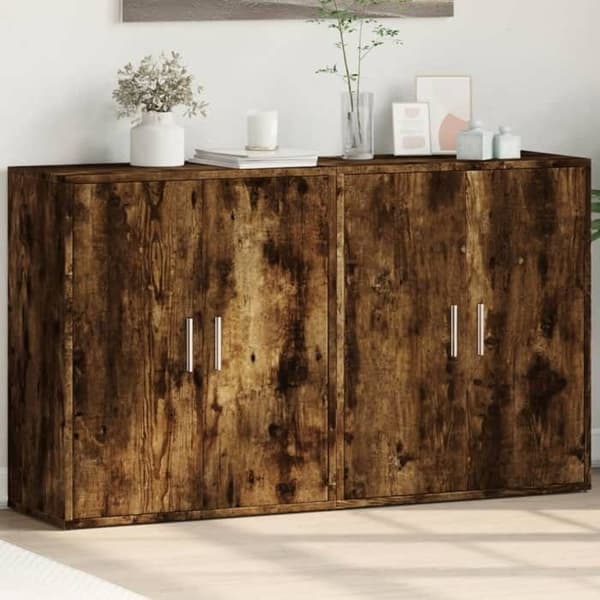 Maison Exclusive - Buffeter 2 stk røgfyldt eg 60x31x70 cm ingeniørtræ