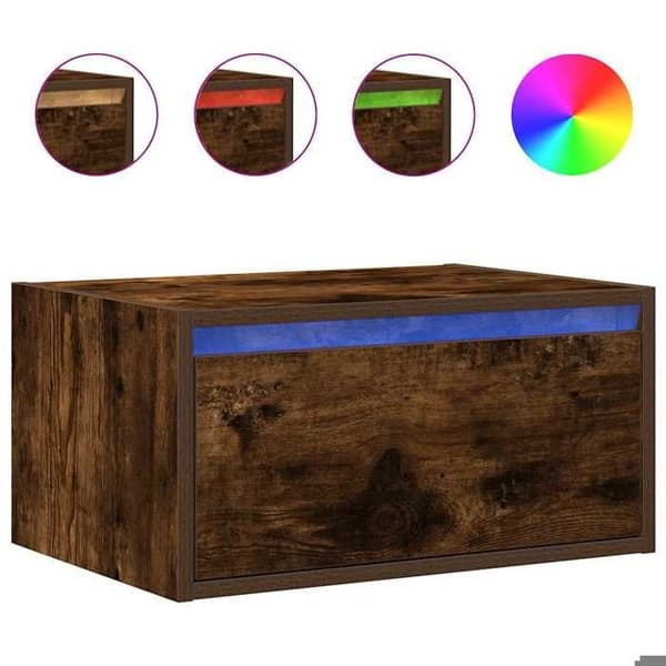 Maison Exclusive - Väggmonterad sängbord med LED-lampor rökt ek