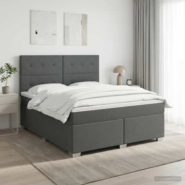 Maison Exclusive - Boxspring säng med madrass Mörkgrå 140 x 190 cm Tyg Mörkgrå