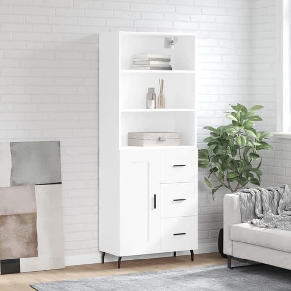Maison Exclusive - Buffé hög Vit 69,5x34x180 cm Ingenjörsträ Vit