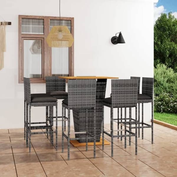 Maison Exclusive - Trädgårdsbarset 9 delar med kuddar i flätad resin Grå Grå