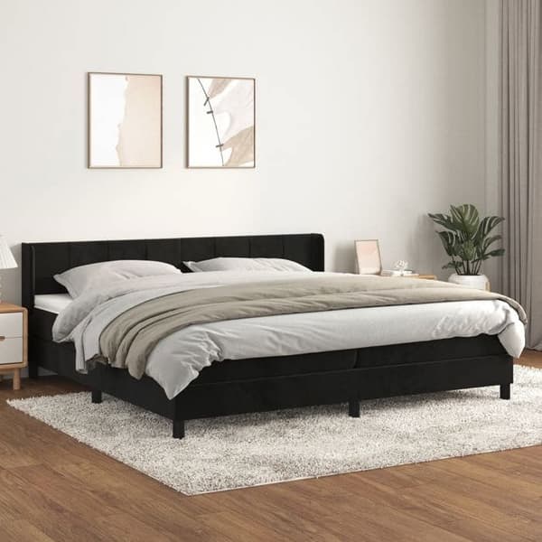 Maison Exclusive - Sengestel med kunstlæder og madras Sort 200x200 cm Velours