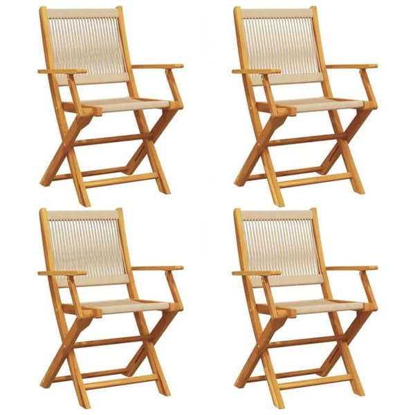 Maison Exclusive - Fällbara stolar 4 delar Beige Massivt Akaciaträ beige