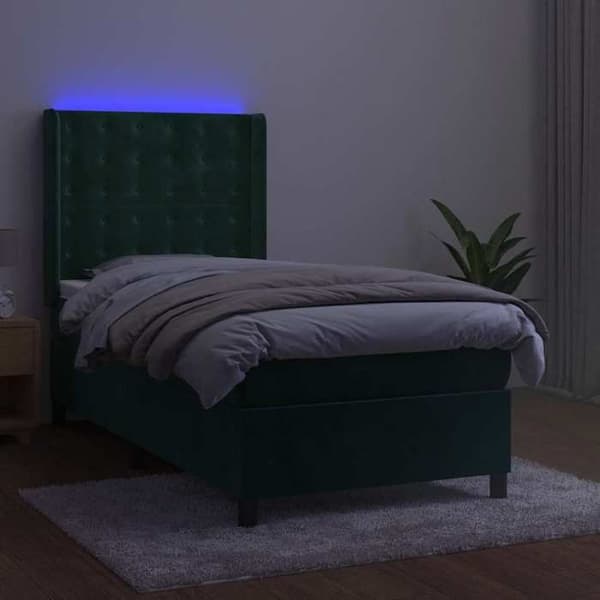Maison Exclusive - Sängyn sälepohja, patja ja vihreä LED 100x200 cm