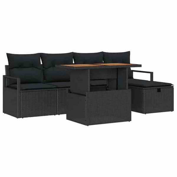 Maison Exclusive - 6-delars trädgårdsoff-set i svart polyrotting