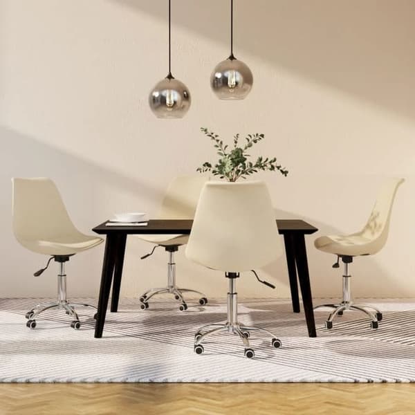 Maison Exclusive - Snurrande matstolar set om 4 Creme Tyg