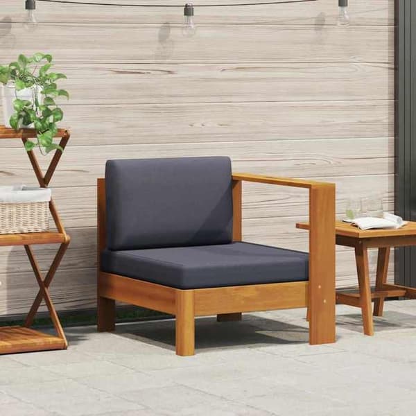 Maison Exclusive - Central sofa med 1 armlæn Mørkegrå Solid akacietræ