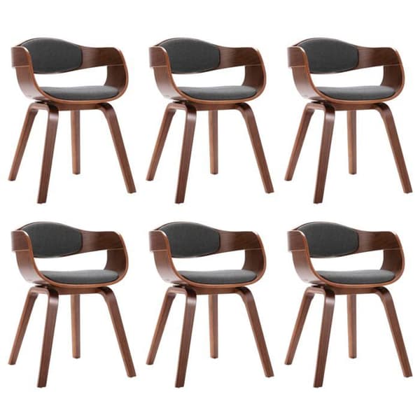 Maison Exclusive - Matstolar set om 6 böjd trä och grått tyg