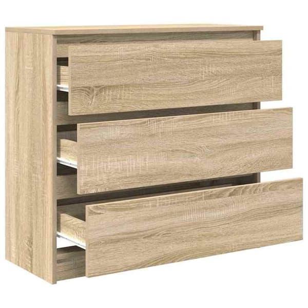 Maison Exclusive - Buffet egetræ sonoma 80x35x76 cm ingeniørtræ Sonoma ek