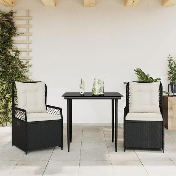 Maison Exclusive - Have spisebordssæt med puder 3 stk Sort