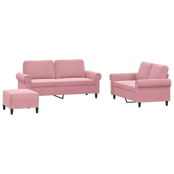 Maison Exclusive - Sæt af 3 sofaer med puder i rosa velour