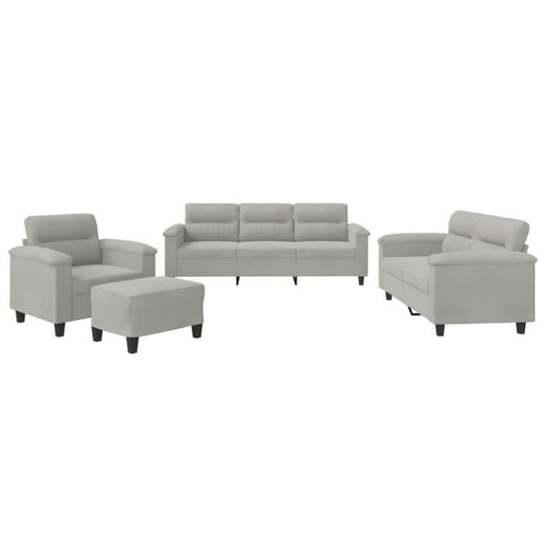 Maison Exclusive - Sæt af 4 sofaer med lysegrå puder i mikrofiberstof