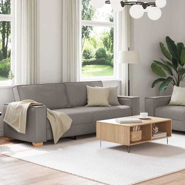 Divaani - MAISON EXCLUSIVE - 2 osan setti - Taupe polyesterikangas - Puu- ja metallirunko - Pehmustettu istuin Mol