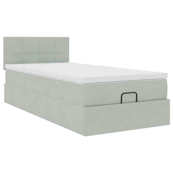 Maison Exclusive - Ottoman sengestel med lys grå madras 80x200 cm fløjl ljusgrå, vit