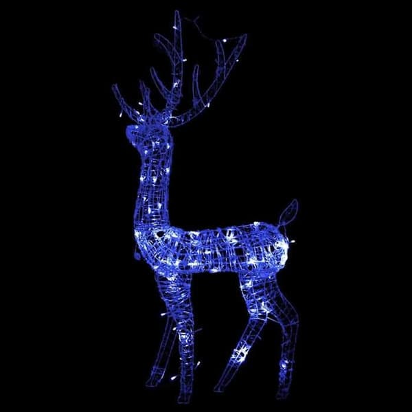 Julepynt - EKSKLUSIV HUS - Rensdyr - Akryl 128 cm - 140 blå LED - 5 m USB-kabel Blå