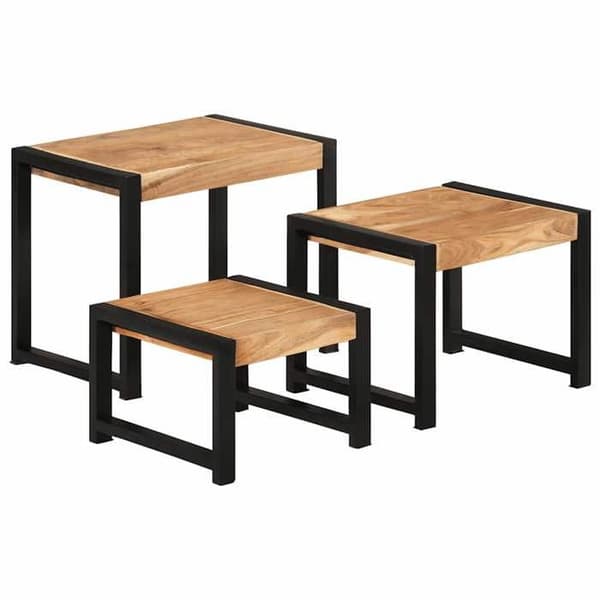 Maison Exclusive - 3-delars sidobord i massivt trä