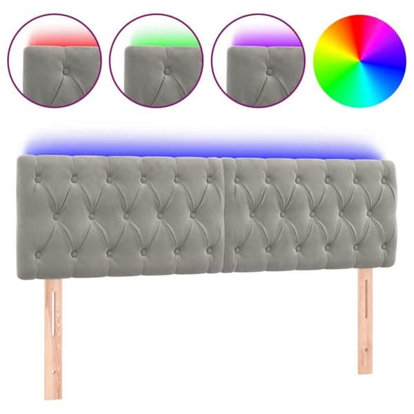 Maison Exclusive - LED-päätyharso Vaaleanharmaa 160x7x78/88 cm Sametti Ljusgrått
