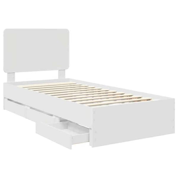 Sängram - EXKLUSIV HEM - 75 x 190 cm - Vit - Ingenjörsträ - Förvaringslåda Vit