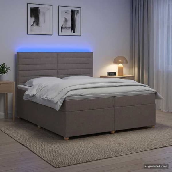 Maison Exclusive - Boxspring seng med madras Taupe 200 x 200 cm Stof