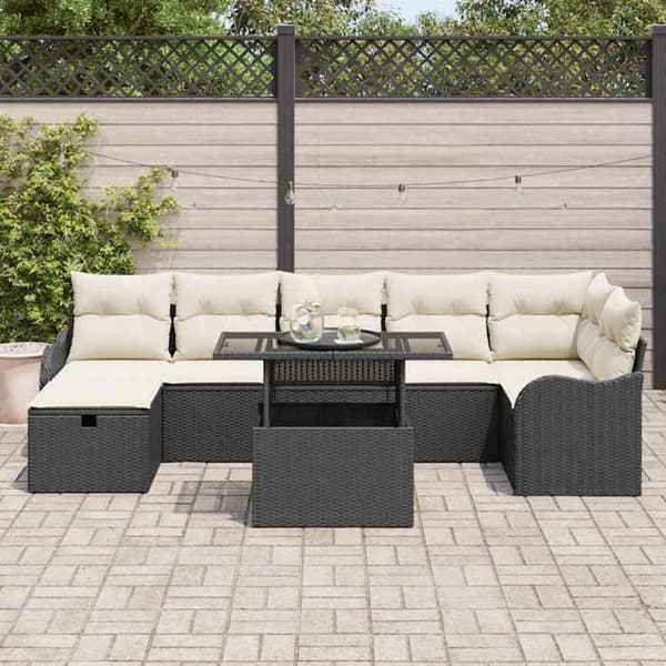 Trädgårdsmöbler - EXKLUSIVT HUS - Modulär - Svart - Poly Rattan - Dold förvaring Svart