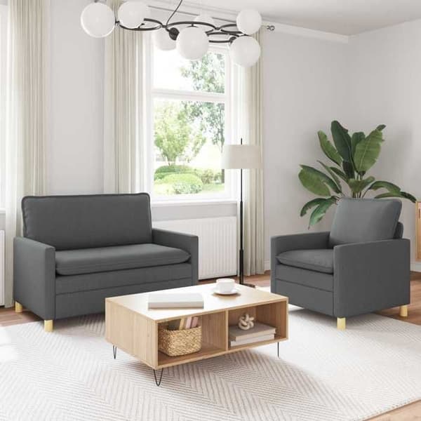 Maison Exclusive - Sæt af 2 sofaer 3 personer Mørkegrå Stof