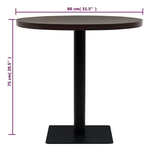 Maison Exclusive - Bistrobord MDF och stål Rund 80 x 75 cm Mörk ask
