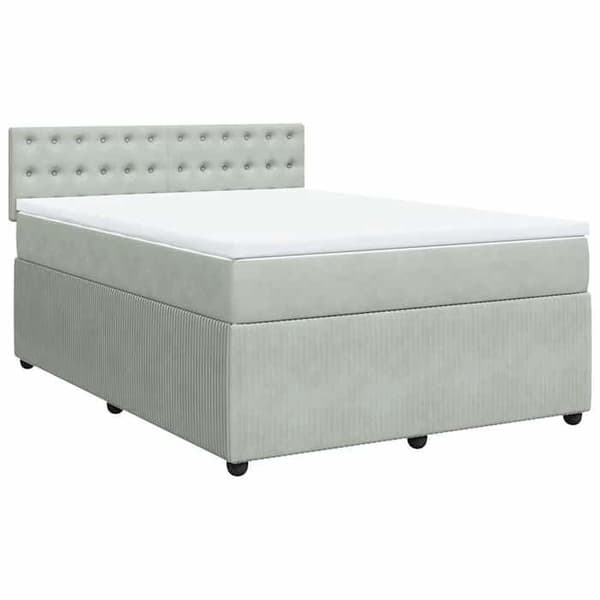 Maison Exclusive - Sängram med lameller och ljusgrå madrass 140x190cm Sammet