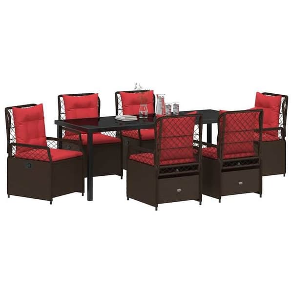 Maison Exclusive - 7 pc spisebordssæt til haven i brun polyrotin brun