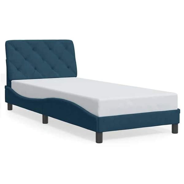 Maison Exclusive - Sängram utan madrass blå 80x200 cm sammet