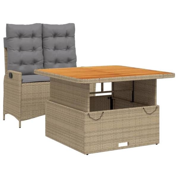 Maison Exclusive - Puutarhakalusteryhmä ja 2 kpl beige polyrottinkityynyä