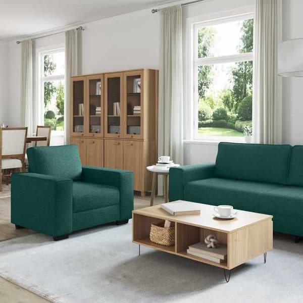 Maison Exclusive - 3-delt sofa sæt med mørkegrønne stofpuder