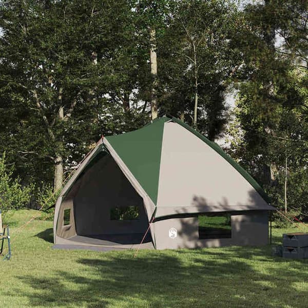 Tält teepee - EXKLUSIVT HUS - Teepee-tält för 10 personer - Grön och vit - Polyester 185T belagd - Stänger ingår