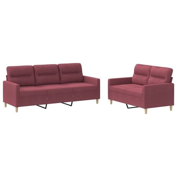 Maison Exclusive - Sæt af 2 sofaer med puder Rød bordeaux Stof