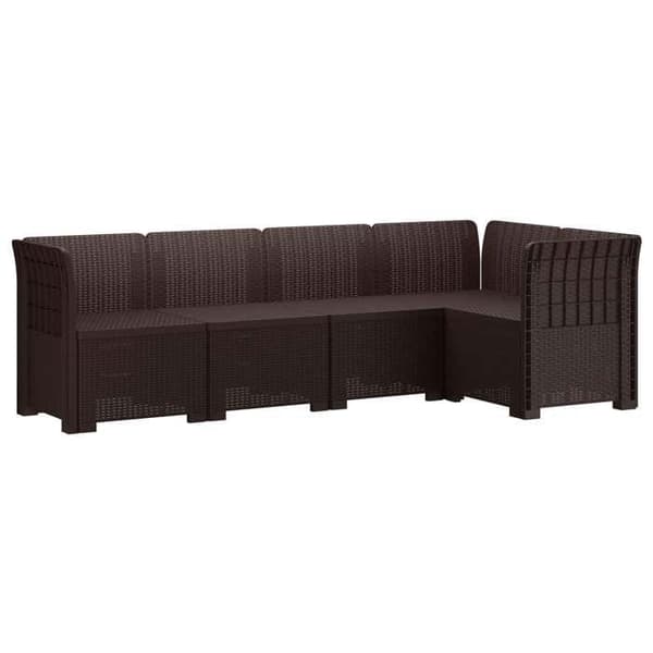 Maison Exclusive - Trädgårdsoffa 5 Platser Rottinlook PP Brun