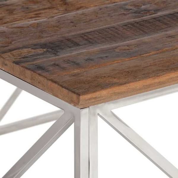 Maison Exclusive - Silverfärgad soffbord i rostfritt stål och massiv lärk