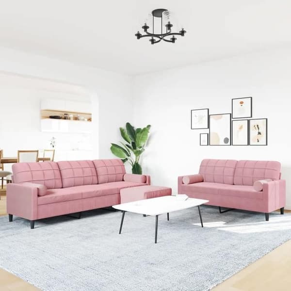 Maison Exclusive - Sæt af 3 sofaer og puder og puder i rosa velour