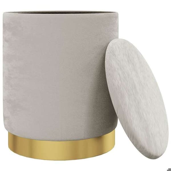 Maison Exclusive - Rund förvaringspall Ljusgrå Sammet 31 x 37 cm Ljusgrått