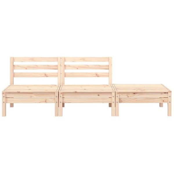 Maison Exclusive - Soffa för trädgård 3 platser i massivt furu