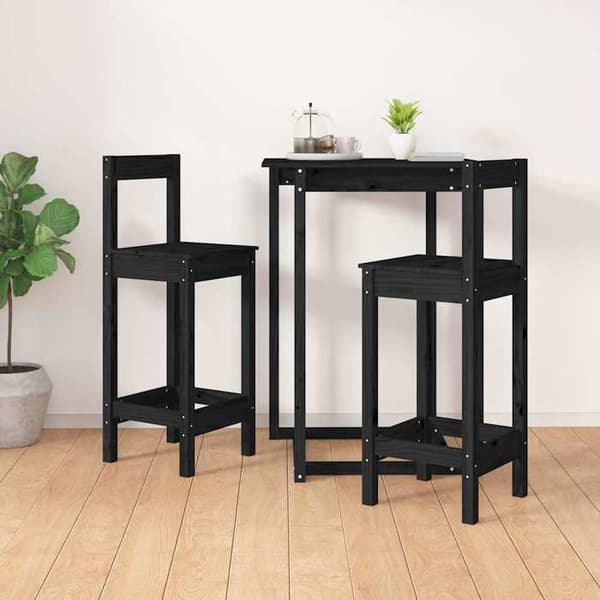 Maison Exclusive - Barstole sæt af 2 sort 40x41,5x112 cm solid fyrretræ