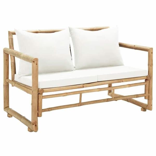 Maison Exclusive - 2-sits trädgårdssoffa med bambukuddar Bambu (äkt färg)