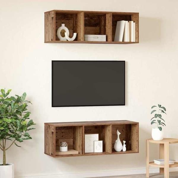 TV-möbel - EXKLUSIV HEM - 2-delars set - Väggmonterad - Ingenjörsträ - Modern design