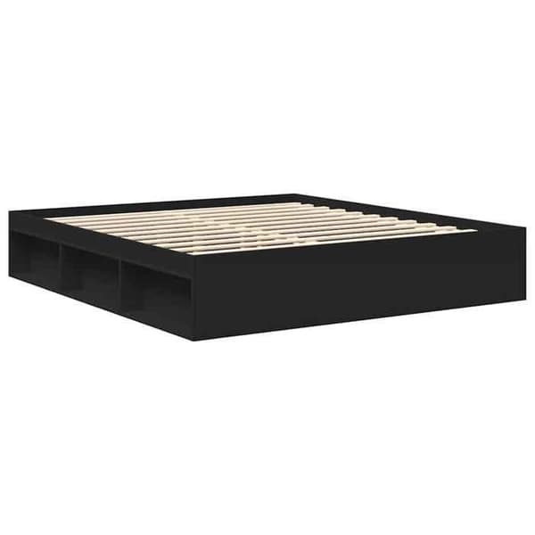 Sengestel - EKSKLUSIV HUS - 200x200 cm - Sort - 6 rum - Krydsfiner lameller Svart