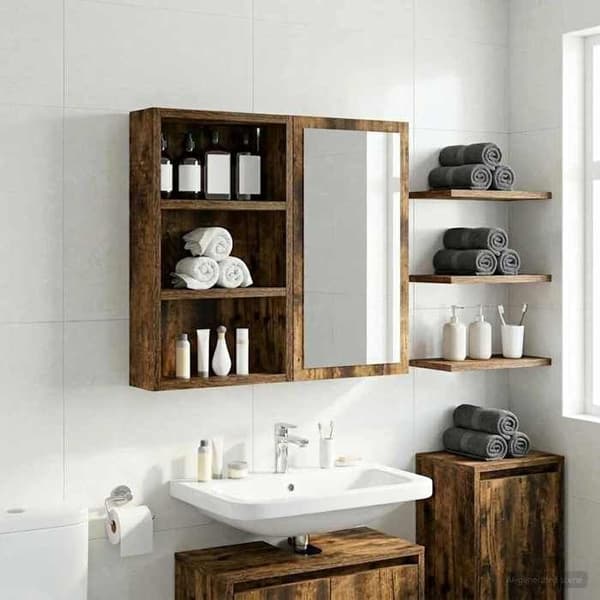 Maison Exclusive - Vægskab til badeværelse Røget Eg 30 x 10 x 50 cm