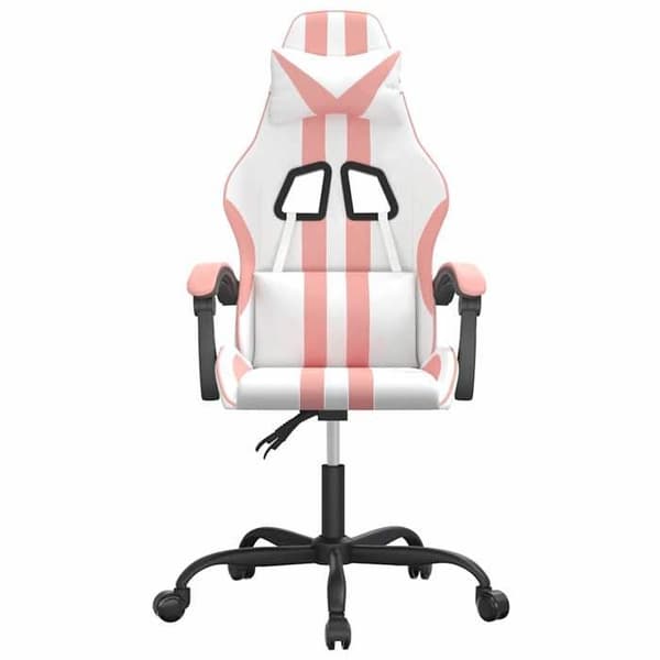 Maison Exclusive - Snurrbar spelstol Vit och rosa Konstläder