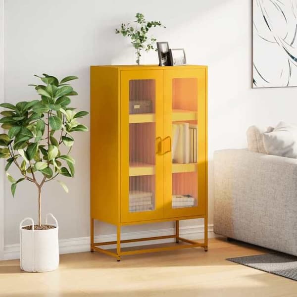 Maison Exclusive - Buffé hög gul senap 68x39x123 cm stål