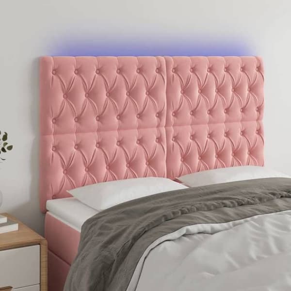 Maison Exclusive - LED Hovedgærde Rosa 160x7x118/128 cm Velour rosa