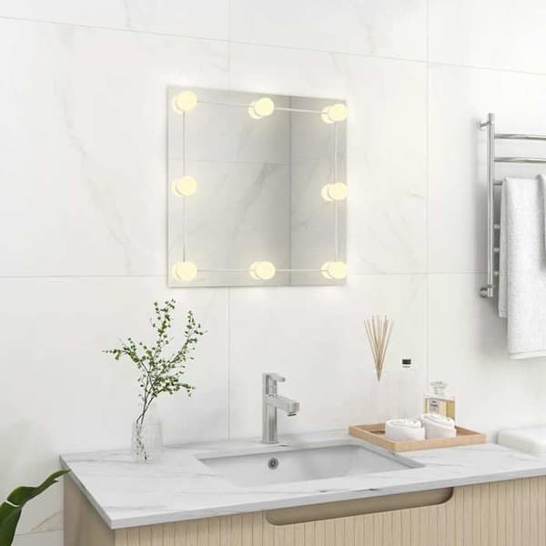 Vægmirror - EKSKLUSIV HUS - Glas Kvadrat - Slebet kant - LED USB 5V - Farvemodes