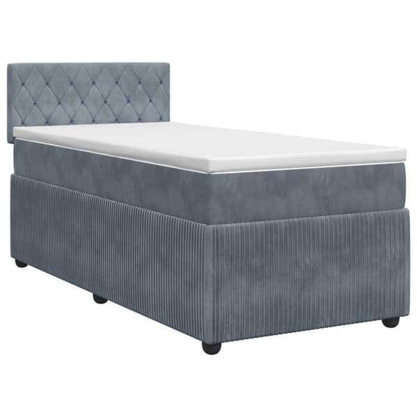 Ljust boxspring - MAISON EXCLUSIVE - 90 x 190 cm - Mörkgrå - Justerbar huvudgavel - Medium fasthet madrass Mörkgrå